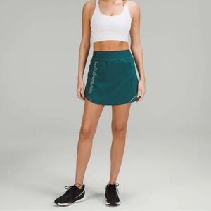 New Authentic Lululemon jasper green logo hotty hot long 10 Women's Skirt $88